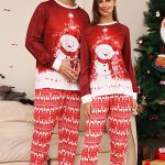 Rode Sneeuwpop Kerst Familie Bijpassende Pyjama Set