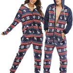 QIYUANT Kerst Pyjama Paar Bijpassende met Capuchon Onesie Warme Flanel Fleece Rits Herfst Winter Lente Volwassen Jumpsuit Nachtkleding met Zakken (Heren Blauw M) : Amazon.nl: Kleding, schoenen & sieraden