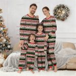 Familie look Kerstmis Kerst Familie Pyjama Pyjama Familie sets Grafisch Sneeuwvlok Huis Afdrukken Donkergroen Groen Lange mouw Dagelijks Bijpassende outfits 2026 GBP £17