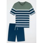 Schiesser pyjama korte streepjes kaki Casual Nightwear