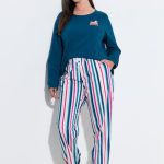 Pyjama, boek/strepen, ronde hals, lange mouwen