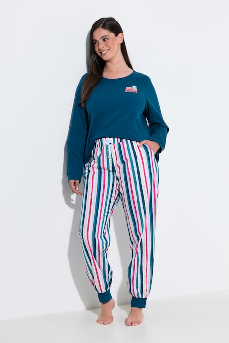 pyjama-lange-mouw-534emr-1.jpg Pyjama, boek/strepen, ronde hals, lange mouwen - Afbeelding 1