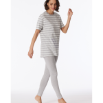 SCHIESSER Casual Essentials pyjamaset, dames pyjama lang T shirt legging gestreept grijs melange
