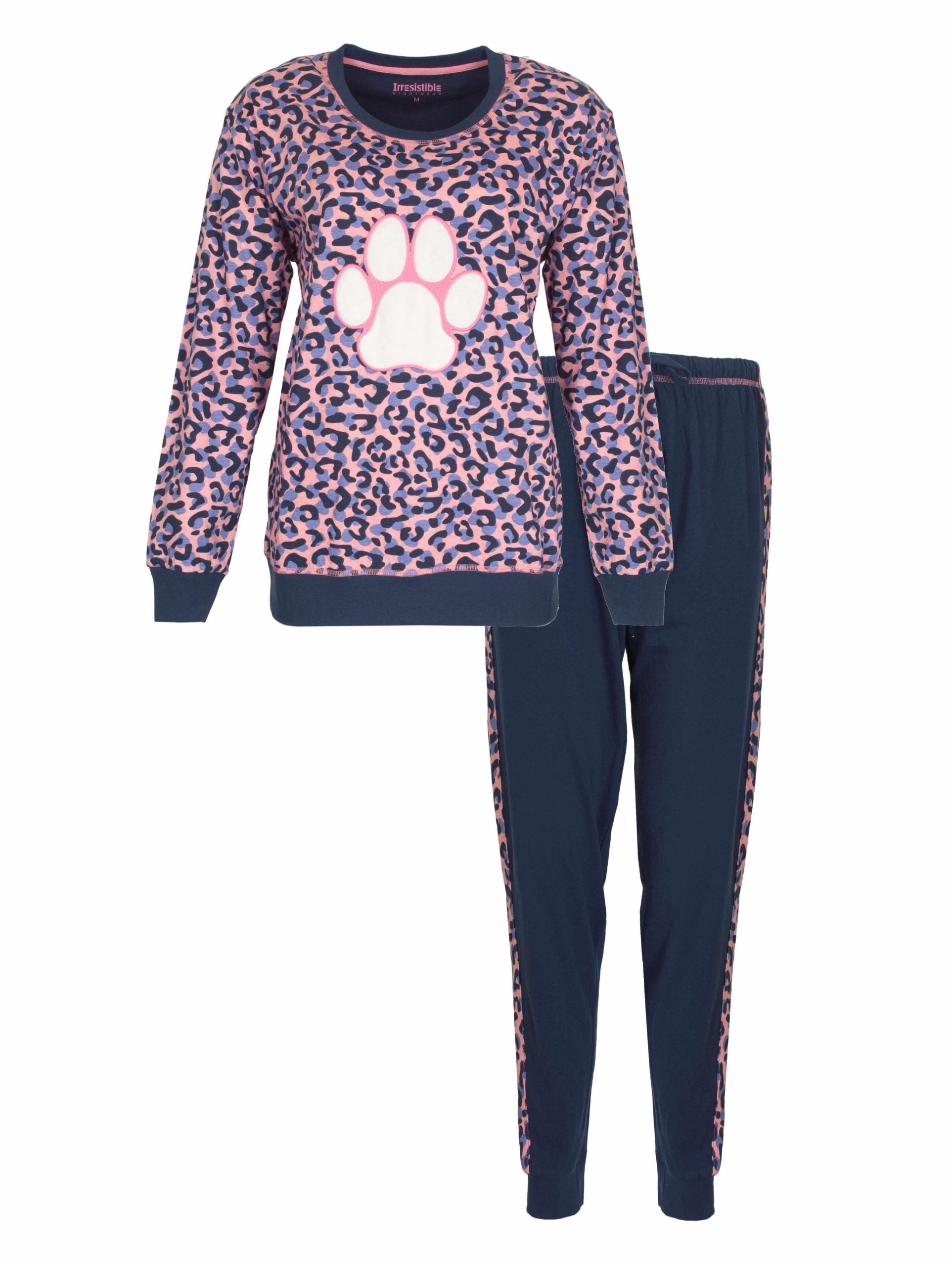 pyjama-online-373cef-1.jpg Irresistible Dames Pyjama Tijgerprint Roze/Blauwe Maat L - Afbeelding 1
