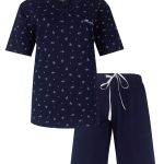 Medaillon Dames Shortama Pyjama Set Nachtkleding Donker Blauw Maat S