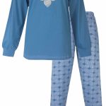 Irresistible Dames Pyjama Met Boorden Katoen Ocean Blue – Pyjamaonline