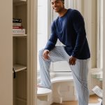 Phil & Co Phil & Co Heren Pyjama Set Lang Donkerblauw/Lichtblauw Gestreept