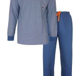 MEQ Heren Pyjama Pyjama Set 100% Katoen Licht Blauw Maat S