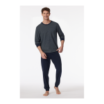 SCHIESSER Cotton Essentials Pyjama lang, heren pyjama set, nachtblauw gestreept