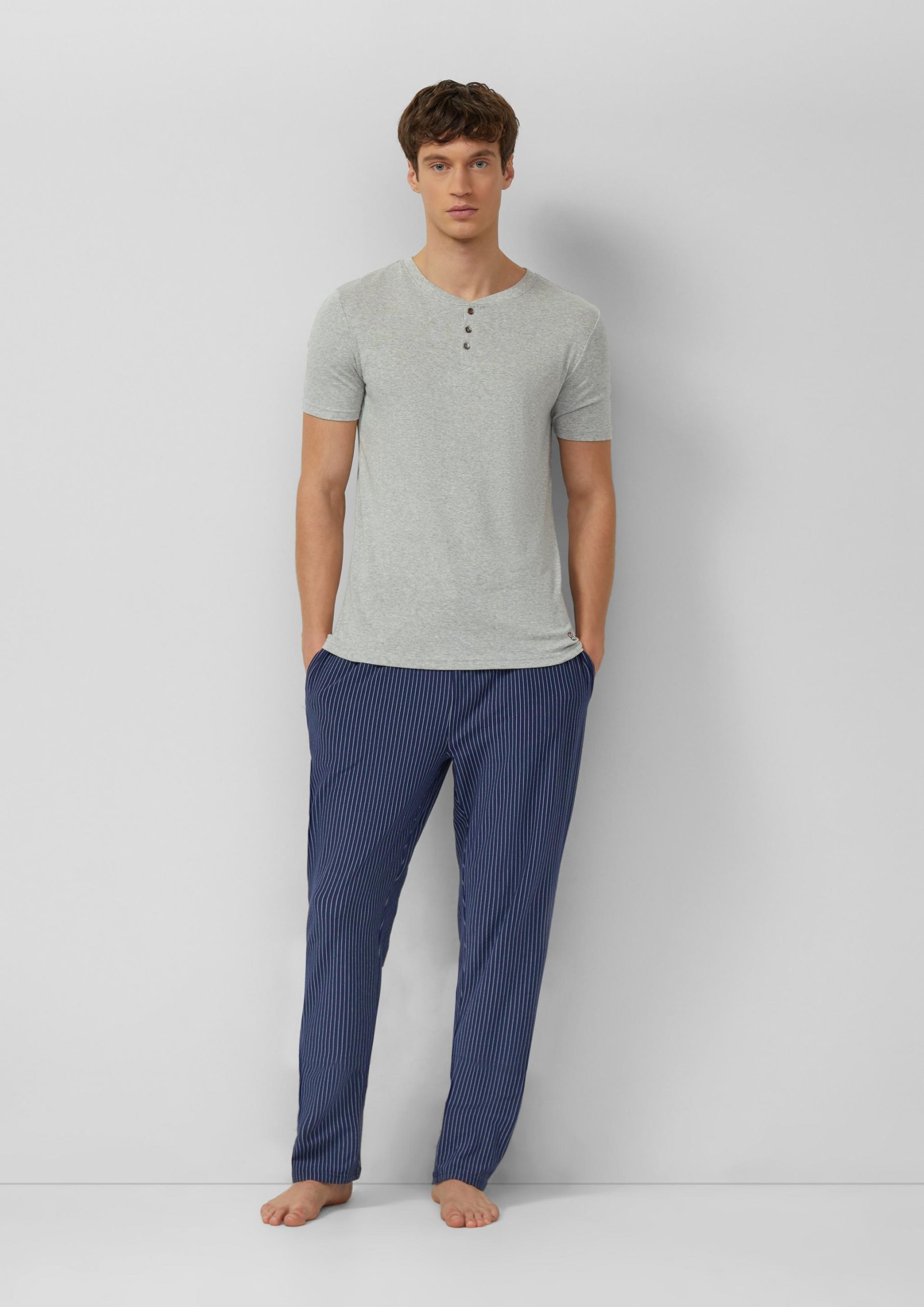 pyjama-shirt-heren-477cas-1.jpg s.Oliver Pyjama shirt met knoopsluiting Grijs - Afbeelding 1