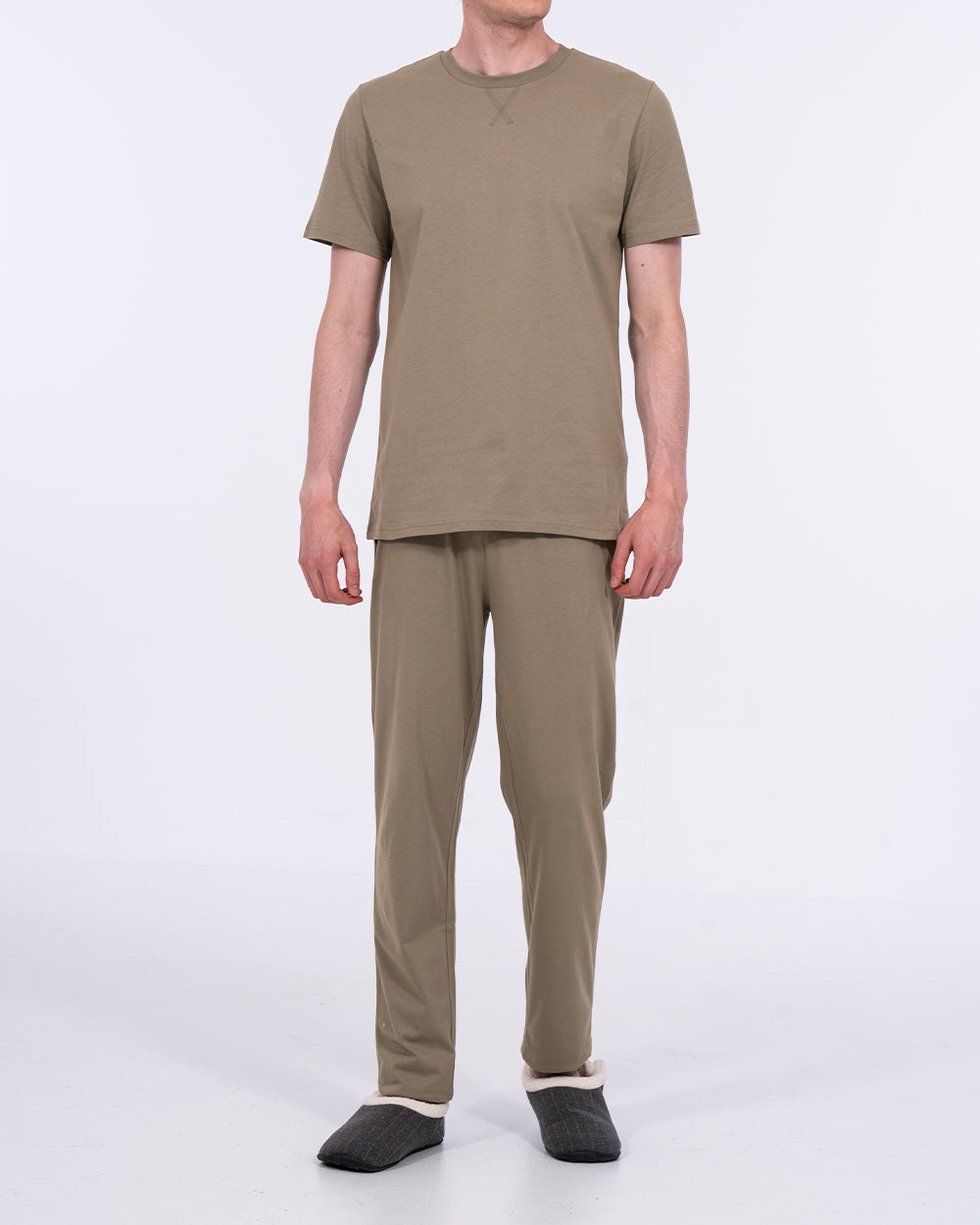 pyjama-tall-431jok-1.jpg 2t Fonthill extra lange pyjamaset voor heren (kaki) | Kleding voor lange heren | 2tall.com - Afbeelding 1
