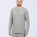 2t Tall Mens Waffle Long Sleeve Pyjama Top (grey) | Tall Mens Clothing | 2tall.com