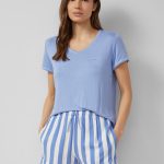 s.Oliver Pyjama top met V hals Vaalblauw