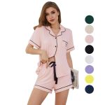 Dames pyjama shirt en shorts 2 delige set Viscose slaappakken Zomer thuis casual kleding comfortabele slaap lounge nachtkleding kopen vanaf een prijs van 18 | Joom