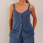 Coco & Cici TENCEL Pyjama Top Dames Donker Blauw L – vtwonen shop