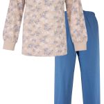 Tenderness Dames Pyjama Lange Mouwen Top met Allover Print Beige Maat S