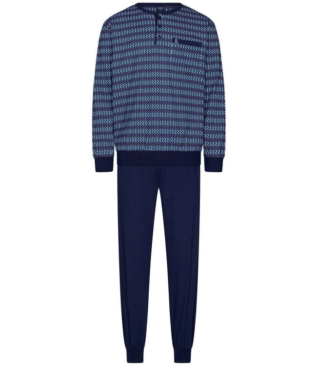 pyjamas-heren-512kgx.jpg Robson Heren pyjama met knopen van 100% katoen 'diamond dazzle' - Afbeelding 1