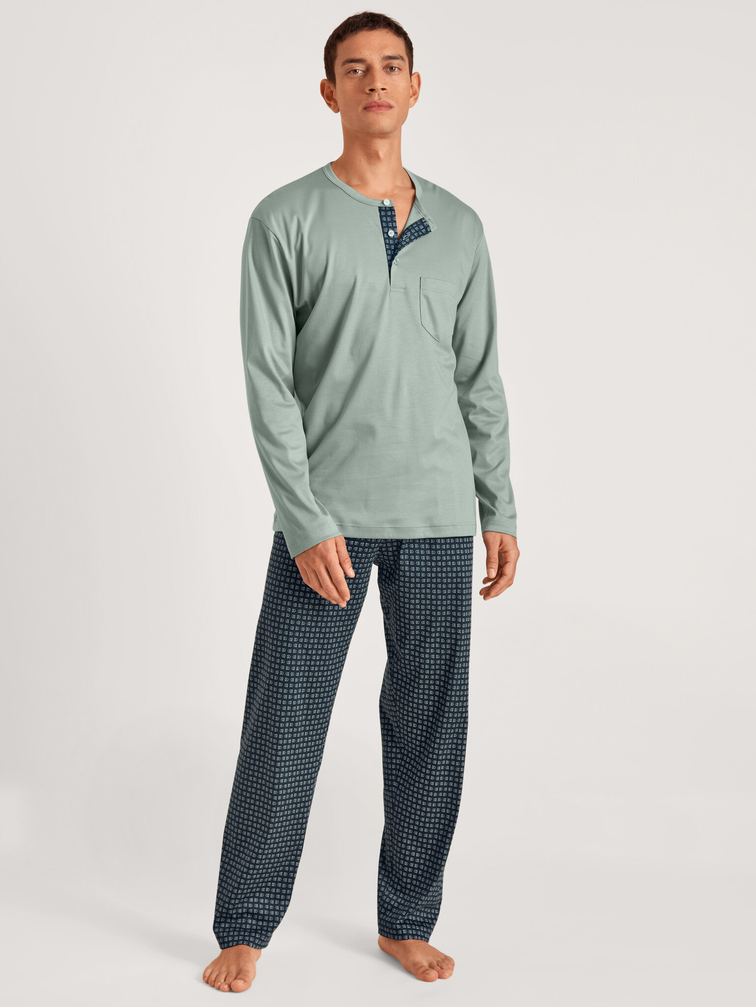 pyjamas-heren-765vab.jpg Calida Heren Pyjama 48161 Slate Grey XL - Afbeelding 1