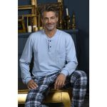 Warme heren pyjama schaduwblauw | Pyjama webshop | Online de mooiste pyjama's, nachthemden, ondermode en meer