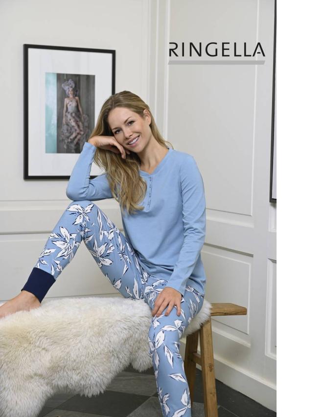 ringella-pyjama-dames-sale-514urs-1.jpg Ringella Pyjama met boorden 2511207 smoke blauw 50 - Afbeelding 1