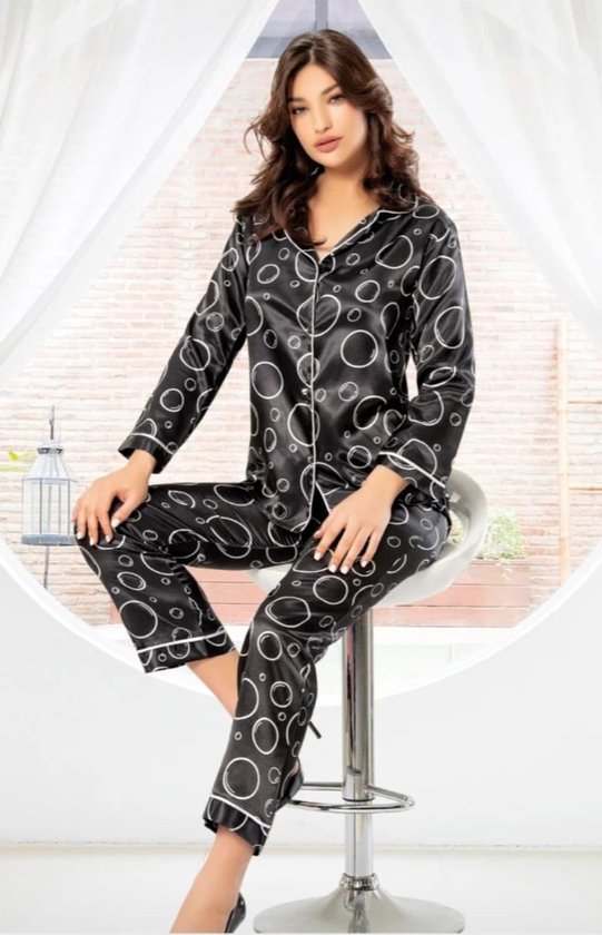 satijnen-dames-pyjama-013ijp-1.jpg Satijn Dames 2 Delige Pyjama Luxe Pyjamaset Nachtkleding Cadeau voor Vrouw ... | bol - Afbeelding 1