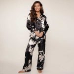 LingaDore satijnen pyjama set dames met bloemenprint 1744SET | Lingeriehuisonline