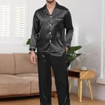 Reliwel Pyjama heren lange satijnen pyjama set tweedelige lange mouwen mouwen knoopsluiting huispak en pyjamabroek zijden pyjama nachtkleding mannen huispak sleepwear loungewear : Amazon.nl: Kleding, schoenen & sieraden