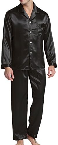 satijnen-heren-pyjama-275qmj-1.jpg Satijnen pyjama voor heren, nachtkleding, loungewear, Zwart, XL : Amazon.nl: Kleding, schoenen & sieraden - Afbeelding 1