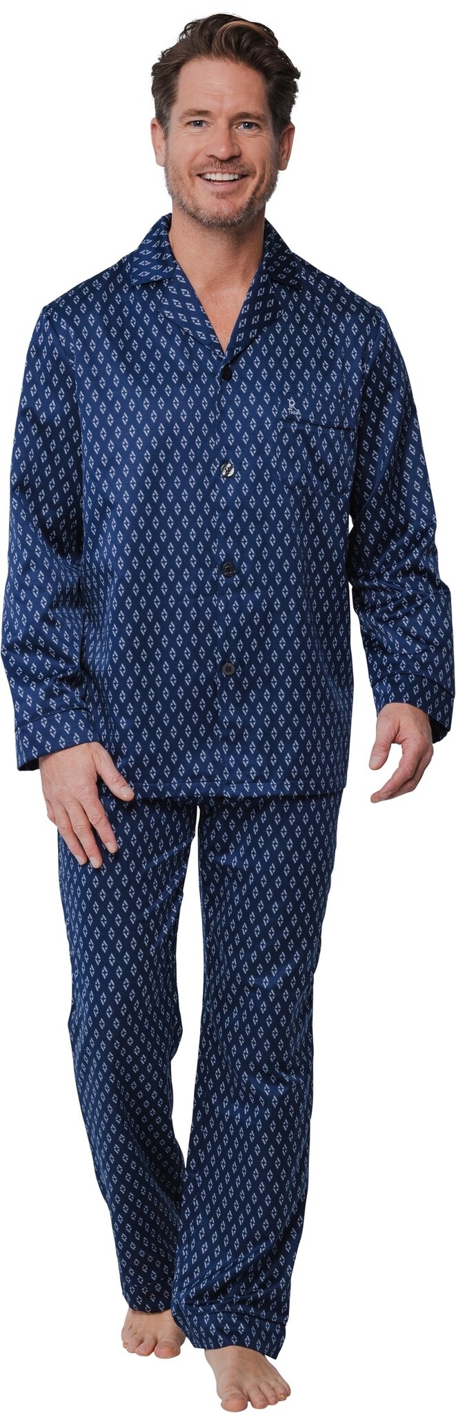 satijnen-heren-pyjama-394cbt-1.jpg Robson heren pyjama satijn blauw - Afbeelding 1