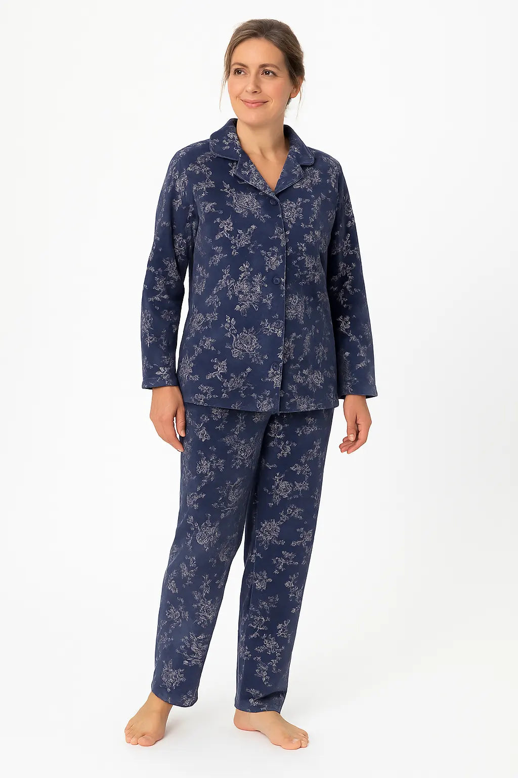 velours-pyjama-315hlb-1.jpg Medaillion dames velours pyjama doorknoop Winter Flower – Sliponline - Afbeelding 1