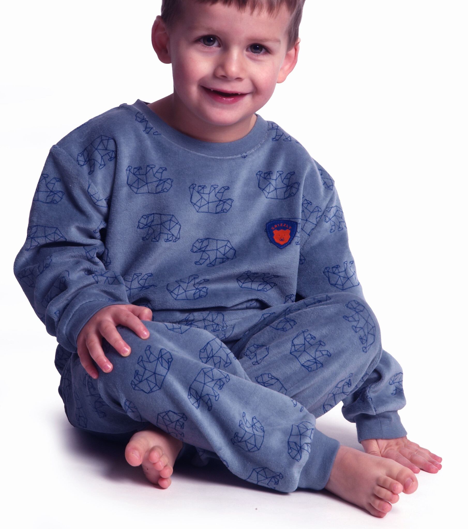 velours-pyjama-819kuf-1.jpg Velours jongens pyjama Lunatex blauw print beertjes Bodyfashion Born - Afbeelding 1