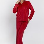 Loungeable VELOUR TRADITIONAL LONG SLEEVE SET Pyjama red/rood Zalando.nl