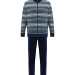 Pastunette for Men velours lounge & relax heren huispak met rits 'just stripes'