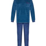 Outfitter Heren Pyjama Set Velours Blauw