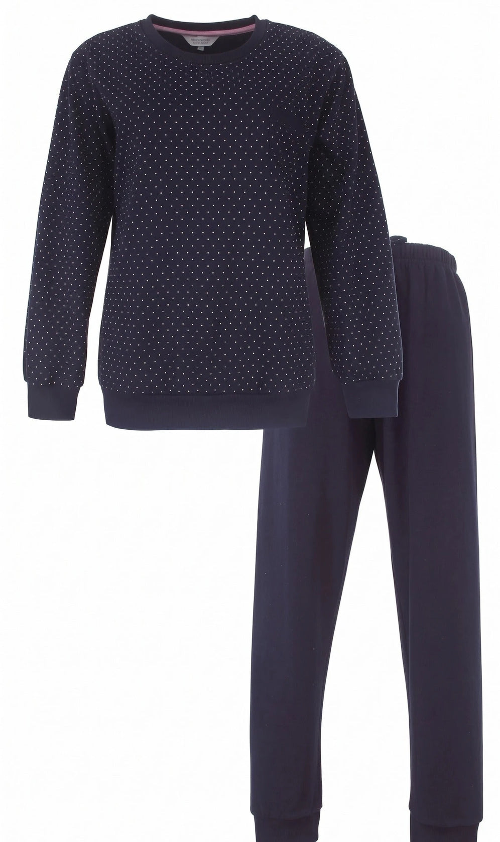 warme-winter-pyjama-dames-004nlh-1.jpg Tenderness fleece dames pyjama Dark dots – Sliponline - Afbeelding 1