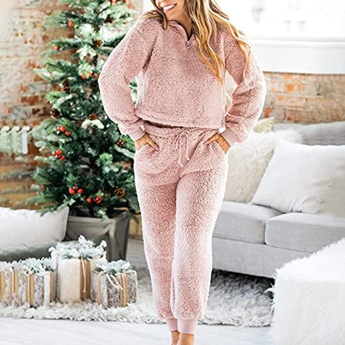 warme-winter-pyjama-dames-701gmf-1.jpg Huispak voor dames, knuffelig, teddy: pluizige pyjama fleece knuffelpak tweedelig broekpak winter pyjama slaapshirt pyjamabroek flanel vrijetijdspak ... - Afbeelding 1