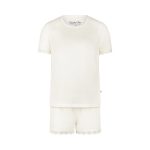 Charlie Choe Dames Pyjama Short set Wit Katoen