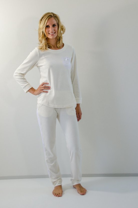 witte-pyjama-dames-778ead-1.jpg Pyjama dames met lange mouwen en lange broek Theo & Toria | bol - Afbeelding 1