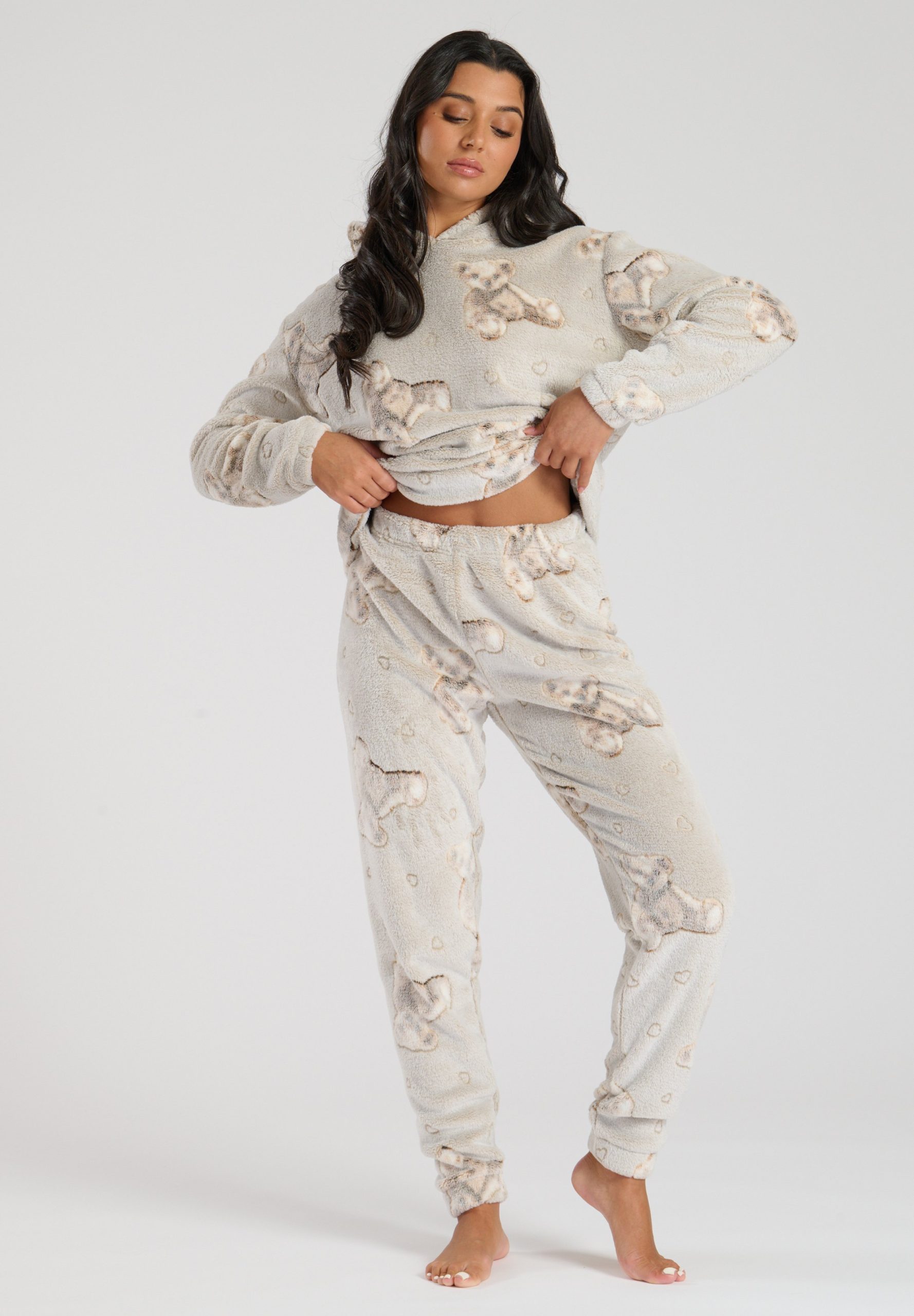 zalando-pyjama-dames-166lvm-1.jpg Loungeable LUXURY TEDDY BEAR FLEECE HOODED HOODED TWOSIE Pyjama taupe Zalando.nl - Afbeelding 1
