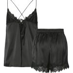 PIECES Pieces Dames Pyjama PCJENNA Nachtset Satijn Zwart