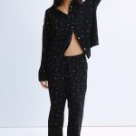Pyjama van katoenen mousseline Zwart/bloemen DAMES | H&M NL