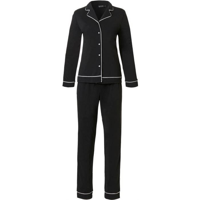 zwarte-pyjama-dames-815xvy-1.jpg Dames doorknoop pyjama zwart | Pyjama webshop | Online de mooiste pyjama's, nachthemden, ondermode en meer - Afbeelding 1