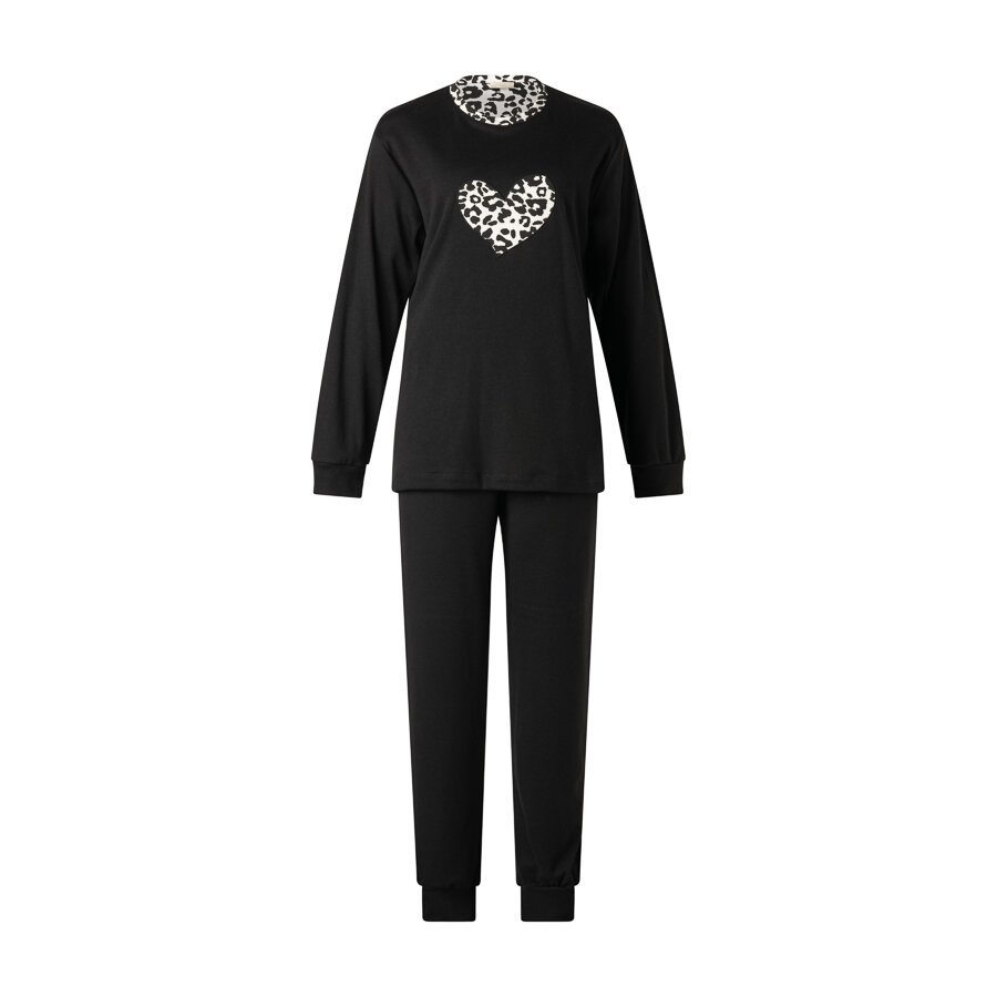 zwarte-pyjama-dames-985cxw-1.jpg Dames pyjama interlock van Lunatex Zwart - Afbeelding 1